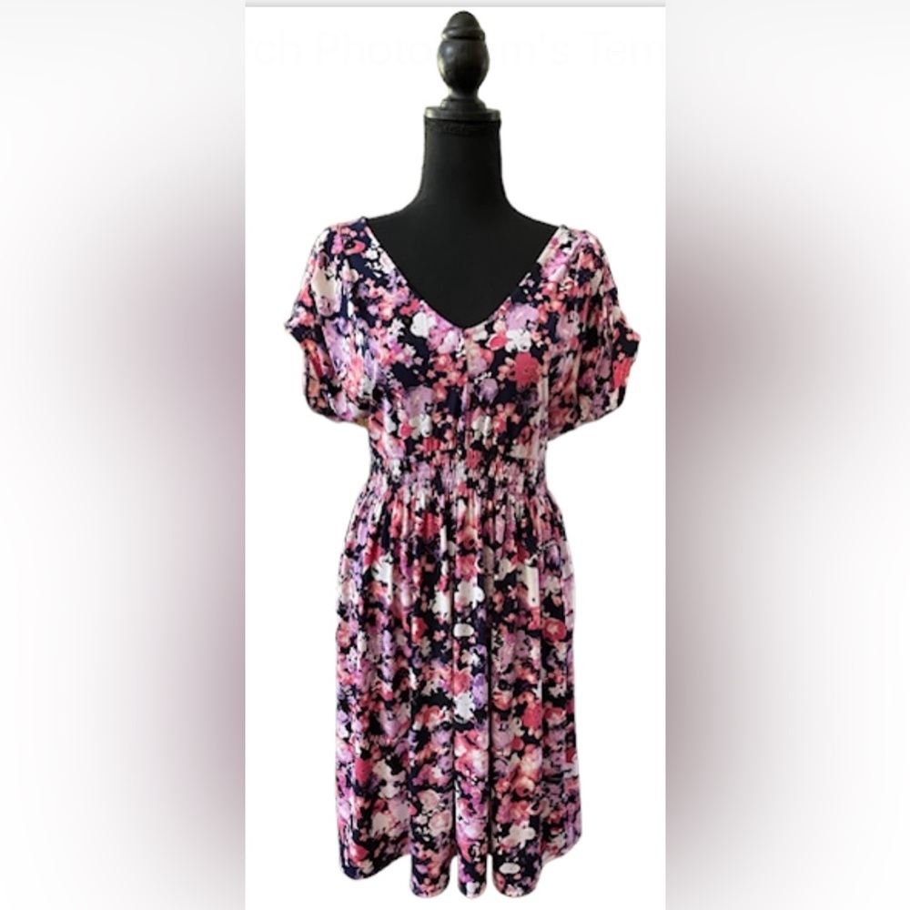 Daisy Fuentes: Pink and Blue Floral Sunday Brunch Dress